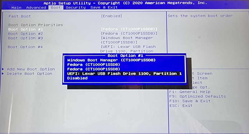 Bios screen